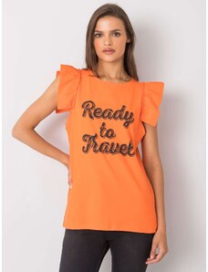 Fashionhunters Orange blouse for women with print