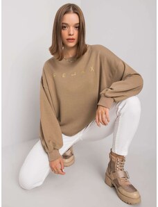 Fashionhunters Dark beige hoodless sweatshirt