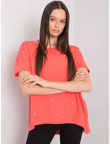 Fashionhunters Coral blouse with pearls