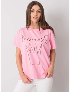 Fashionhunters Women's pink cotton T-shirt with print