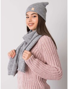Fashionhunters RUE PARIS Grey winter set with hat and scarf