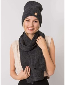 Fashionhunters RUE PARIS Dark grey winter set with hat and scarf