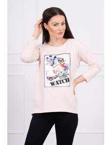 Kesi Blouse with 3D Watch graphics powder pink
