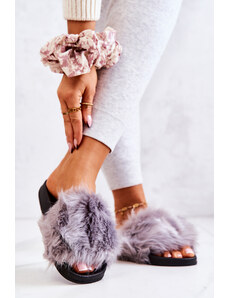Kesi Slippers with fur Rubber Grey Pollie