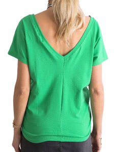 Fashionhunters Green T-shirt with back neckline