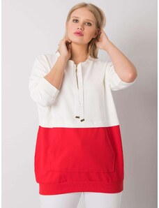 Fashionhunters Women's tunic plus-size ekru-red