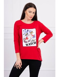 Kesi Blouse with 3D Watch graphics red