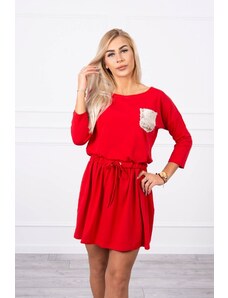 Kesi Dress with sequined pocket red
