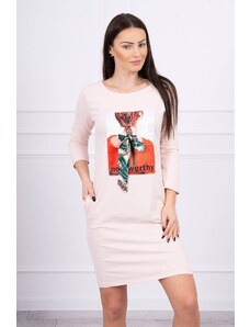 Kesi Dress with 3D graphics Striking powder pink