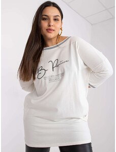Fashionhunters Ecru jersey tunic plus size with Blanche application