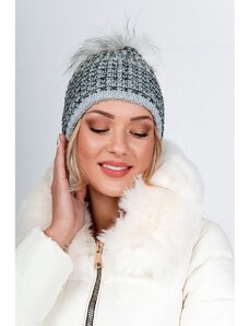 Kesi Lady's winter cap with pompom - gray,