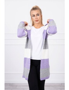 Kesi Three-color striped sweater ecru+purple+gray