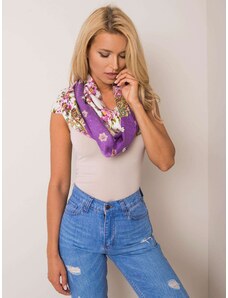 Fashionhunters Scarf with floral print in purple and ecru