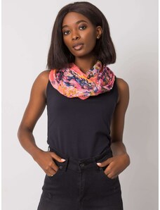 Fashionhunters Coral and dark blue scarf with flowers