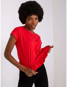 Fashionhunters Red women's T-shirt with ruffles Hierro