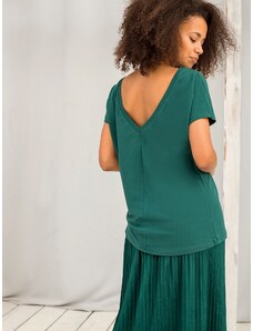 Fashionhunters T-shirt with dark green neckline at the back