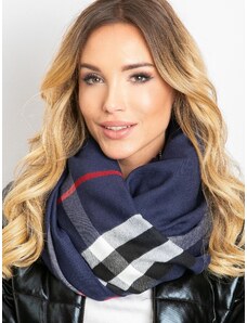 Fashionhunters Navy blue scarf with fringe
