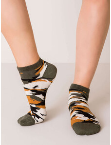 Fashionhunters Khaki socks with military patterns