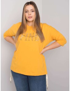 Fashionhunters Yellow oversized blouse with rhinestones Elena