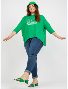 Fashionhunters Green cotton blouse of larger size with application