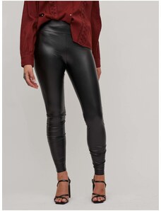 Black leatherette leggings VILA Barb - Women
