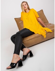 Fashionhunters Large yellow viscose blouse with ruffles