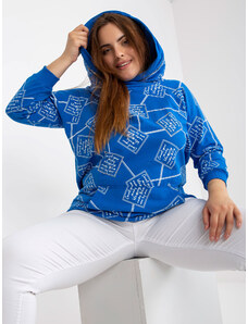 Fashionhunters Dark blue oversized sweatshirt with printed design