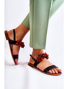 Kesi Fashionable sandals with beads Black Hally