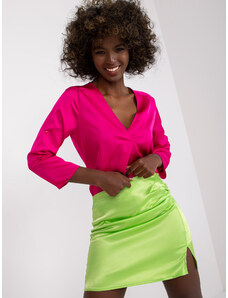 Fashionhunters Light green ruffle skirt from imitation satin Olya RUE PARIS