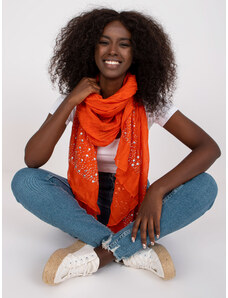 Fashionhunters Dark orange scarf with decorative appliqué