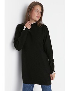 Trendyol Čierna perla Detailný pletený sveter sveter