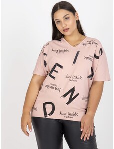 Fashionhunters Light pink blouse oversized for everyday wear with print