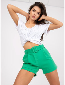 Fashionhunters Green elegant shorts with straight legs