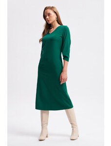 Gusto V Neck dlhé šaty - zelené