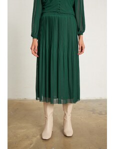 Gusto Tulle Pleated Skirt - Green