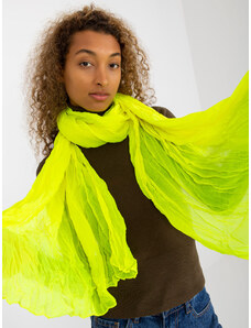 Fashionhunters Fluo yellow airy scarf with pleats