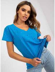 Fashionhunters Blue monochrome cotton T-shirt