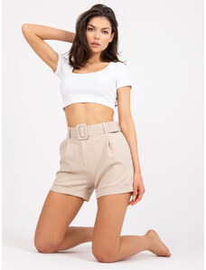 Fashionhunters Elegant beige shorts with pockets