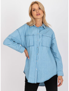 Fashionhunters Light blue classic shirt made of cotton RUE PARIS