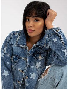 Fashionhunters Women's blue denim jacket with print and holes