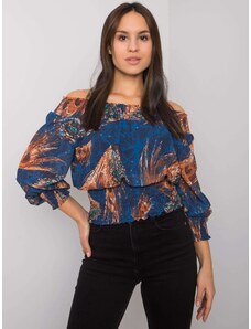 Fashionhunters Dark blue lady's blouse with Nanterre patterns