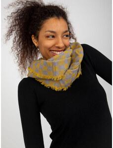 Fashionhunters Grey-yellow checkered winter scarf for women