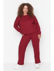 Trendyol Curve Claret Red Crew Neck Knitted Pajamas Set