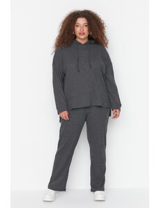 Trendyol Curve Anthracite Knitted Top-Upper Set