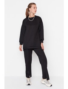 Trendyol Black Slit Detailed Scuba Tunic-Pants Set Knit Bottom-Top
