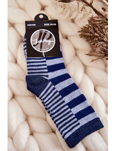 Kesi Children's classic socks with stripes and stripes of dark blue