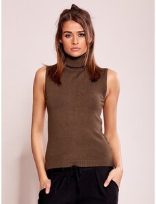 Fashionhunters Khaki sveter s rolákom