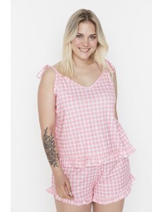 Trendyol Curve Súprava pyžama s potlačou Strappy Knitted Plus Size