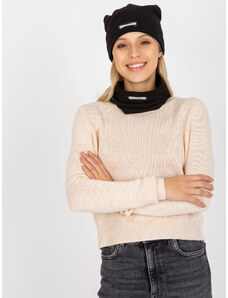 Fashionhunters Black two-piece winter set with cap