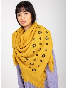 Fashionhunters Yellow women's scarf with print